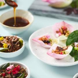 เมี่ยงคำสมุนไพรแมลงทอด เมี่ยงคำสมุนไพรแมลงทอด